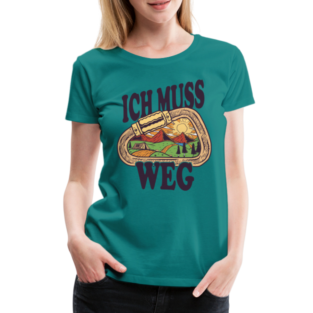 Berge Klettern Karabiner Wandern Ich muss Weg Lustiges Geschenk Frauen Premium T-Shirt - Divablau