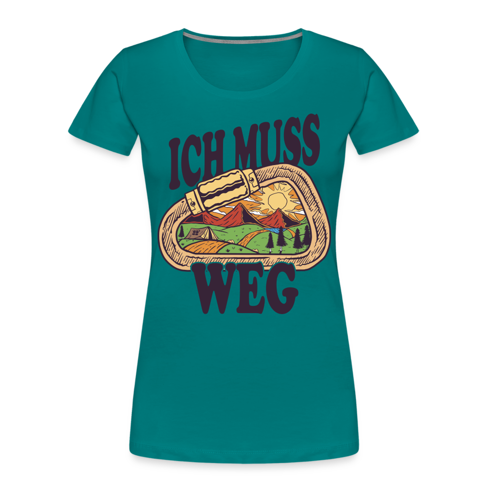 Berge Klettern Karabiner Wandern Ich muss Weg Lustiges Geschenk Frauen Premium T-Shirt - Divablau