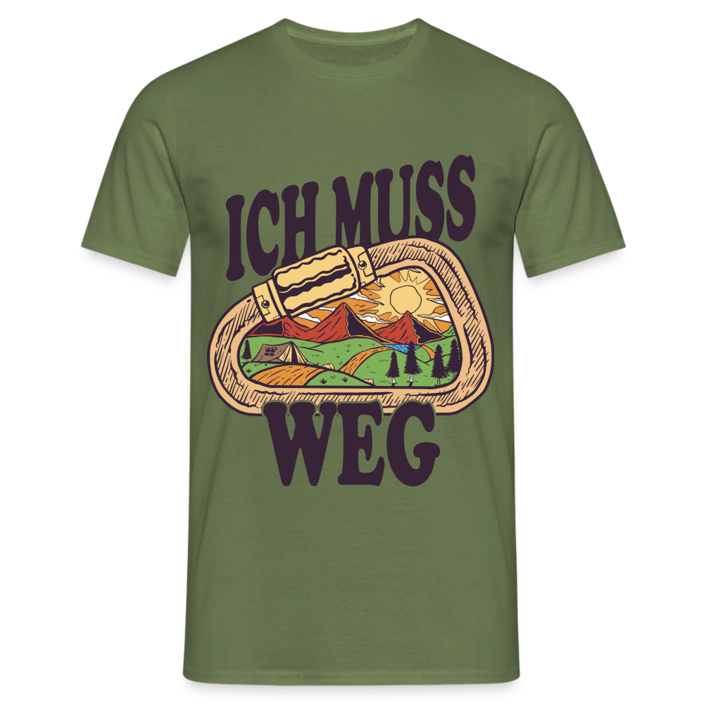 Berge Klettern Karabiner Wandern Ich muss Weg Lustiges Geschenk T-Shirt - Militärgrün