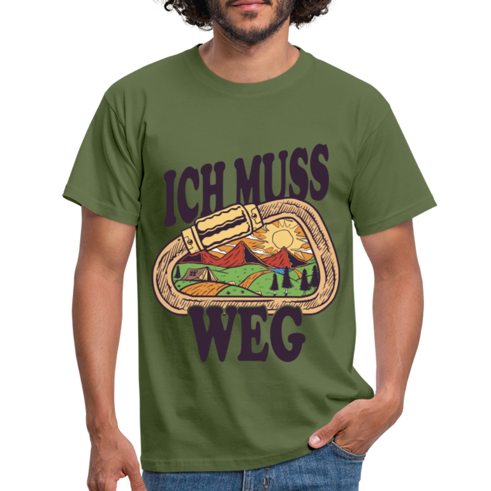 Berge Klettern Karabiner Wandern Ich muss Weg Lustiges Geschenk T-Shirt - Militärgrün