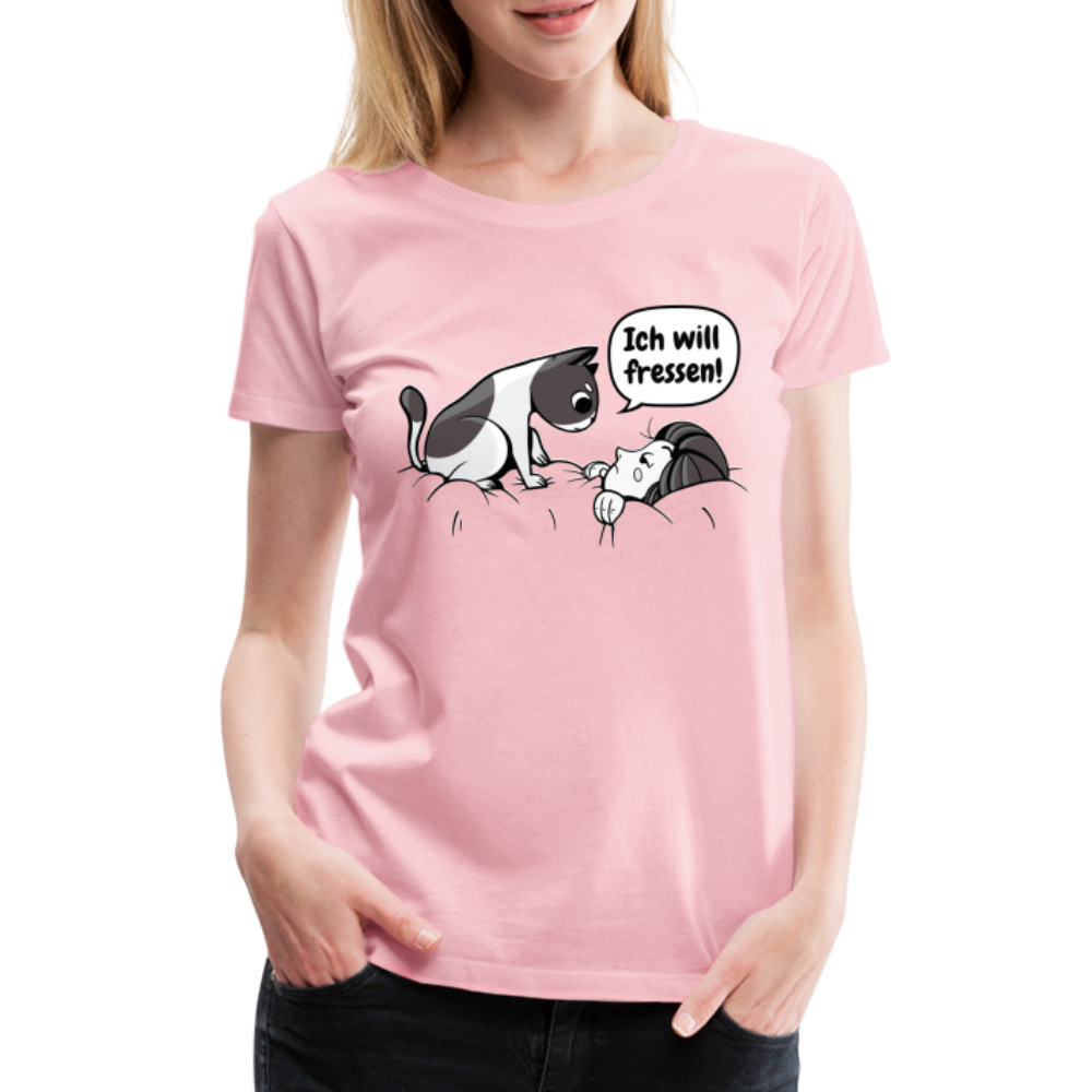 Lustige Katze am morgen ich will fressen Frauen Premium T-Shirt - Hellrosa