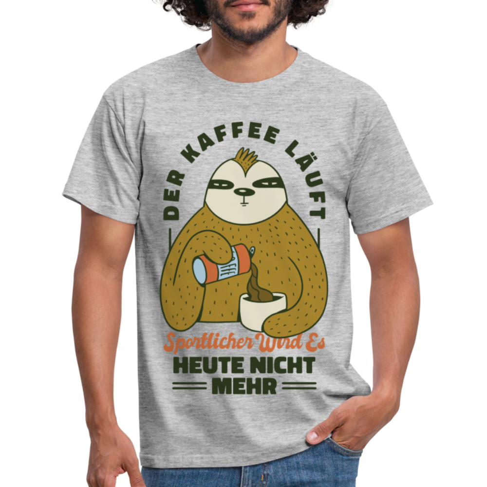 Faultier Kaffee Shirt Kaffee läuft - produktiver wird es heute nicht T-Shirt - Grau meliert