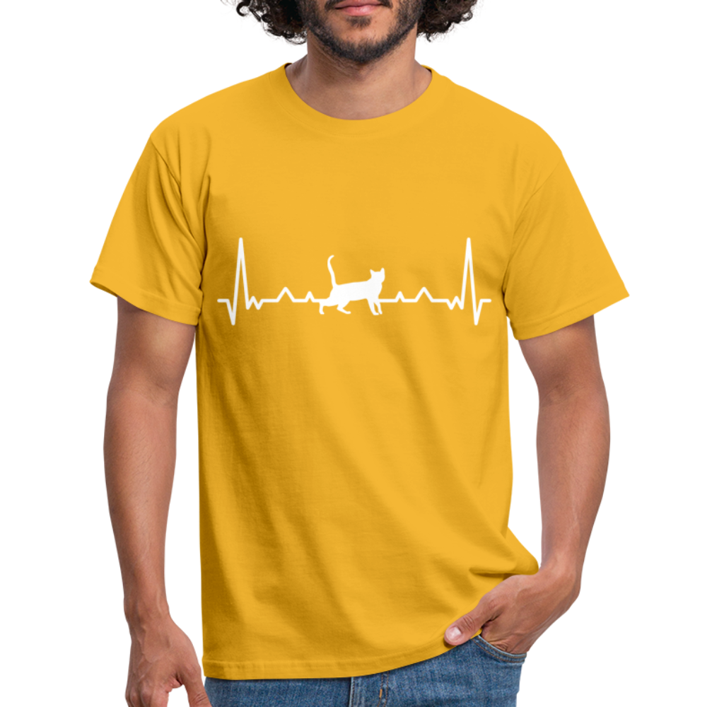 Katzen Liebhaber Shirt Katze EKG Herzschlag T-Shirt - Gelb
