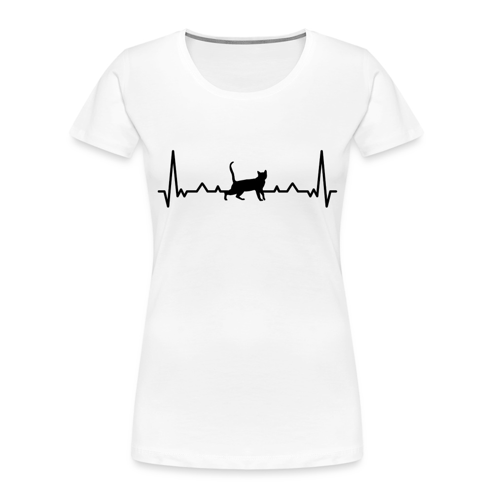 Katzen Liebhaber Shirt Katze EKG Herzschlag Frauen Premium T-Shirt - Weiß