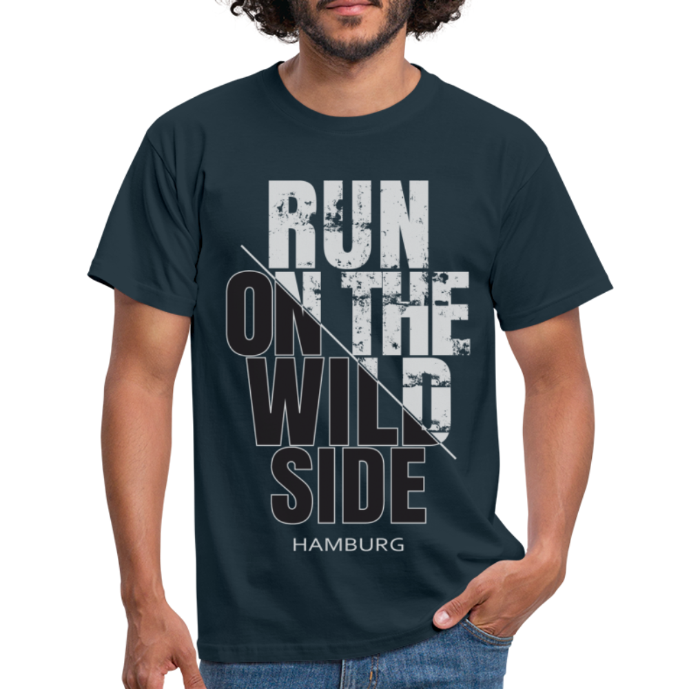 Hamburg Shirt Hamburger Run on the wild Side Lustiges Hamburg T-Shirt - Navy