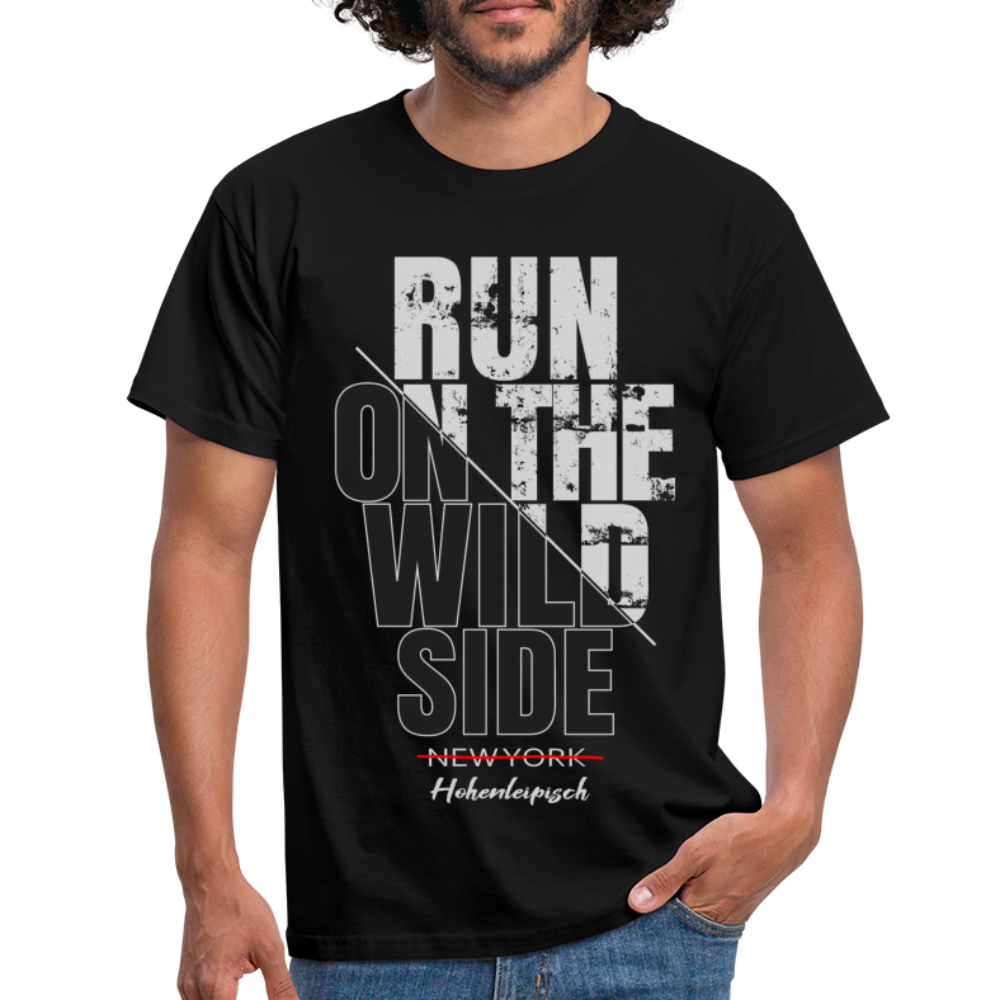 Hohenleipisch Shirt Run on the wild side Lustiges T-Shirt - Schwarz