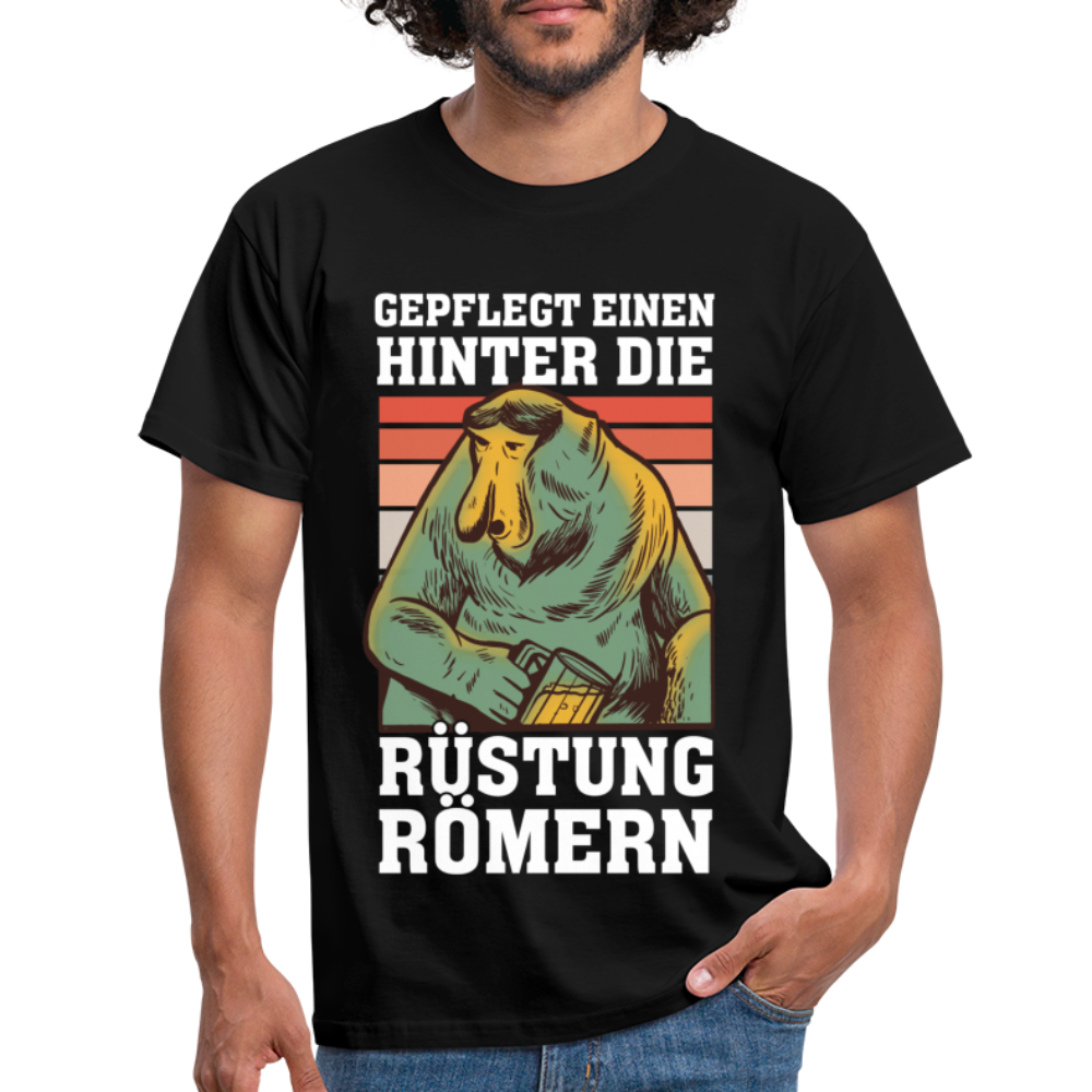 Affe Bier Shirt gepflegt einen hinter die Rüstung römern Lustiges T-Shirt - Schwarz