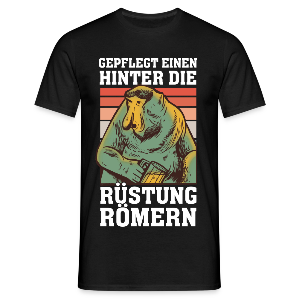 Affe Bier Shirt gepflegt einen hinter die Rüstung römern Lustiges T-Shirt - Schwarz
