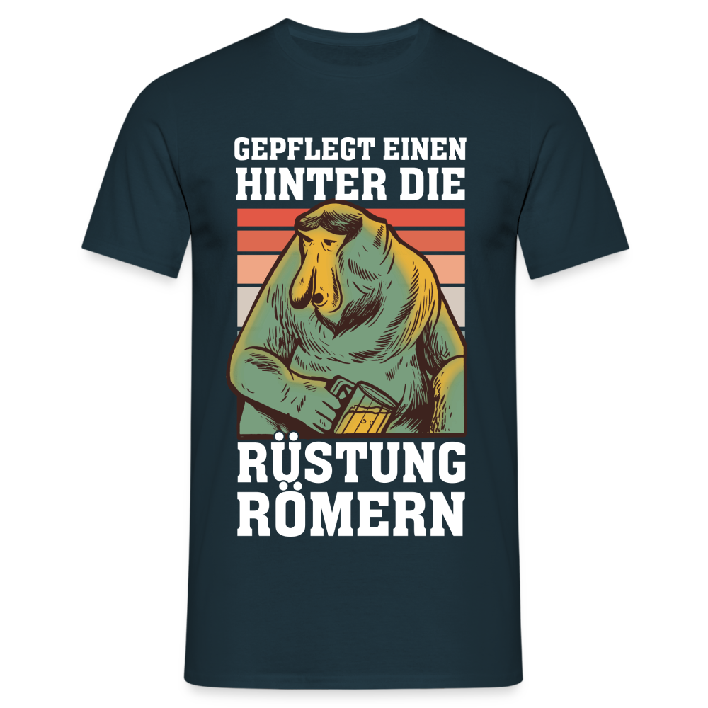 Affe Bier Shirt gepflegt einen hinter die Rüstung römern Lustiges T-Shirt - Navy