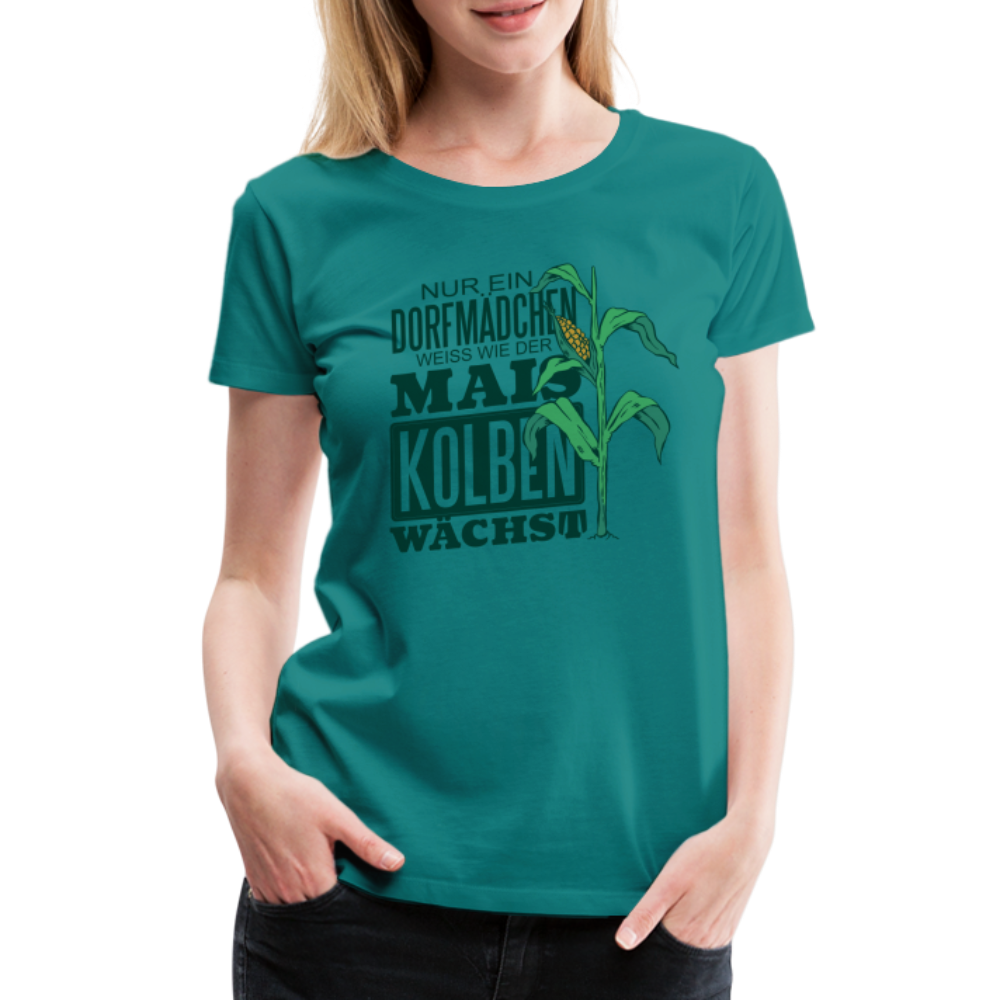 Dorfmädchen Shirt Nur ein Dörfmädchen weiss wie der Maiskolben wächst Premium T-Shirt - Divablau