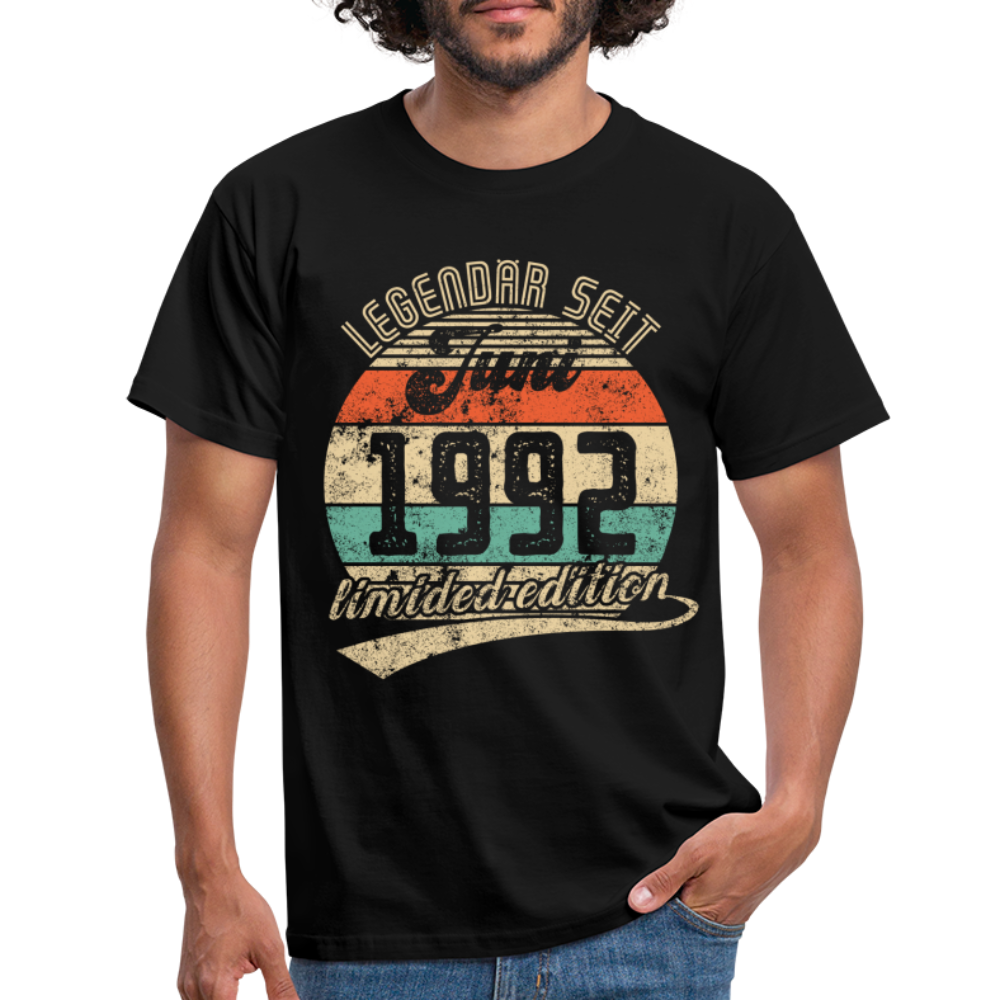 30. Geburtstags Shirt Legendär seit JUNI 1992 Geschenkidee Geschenk T-Shirt - Schwarz