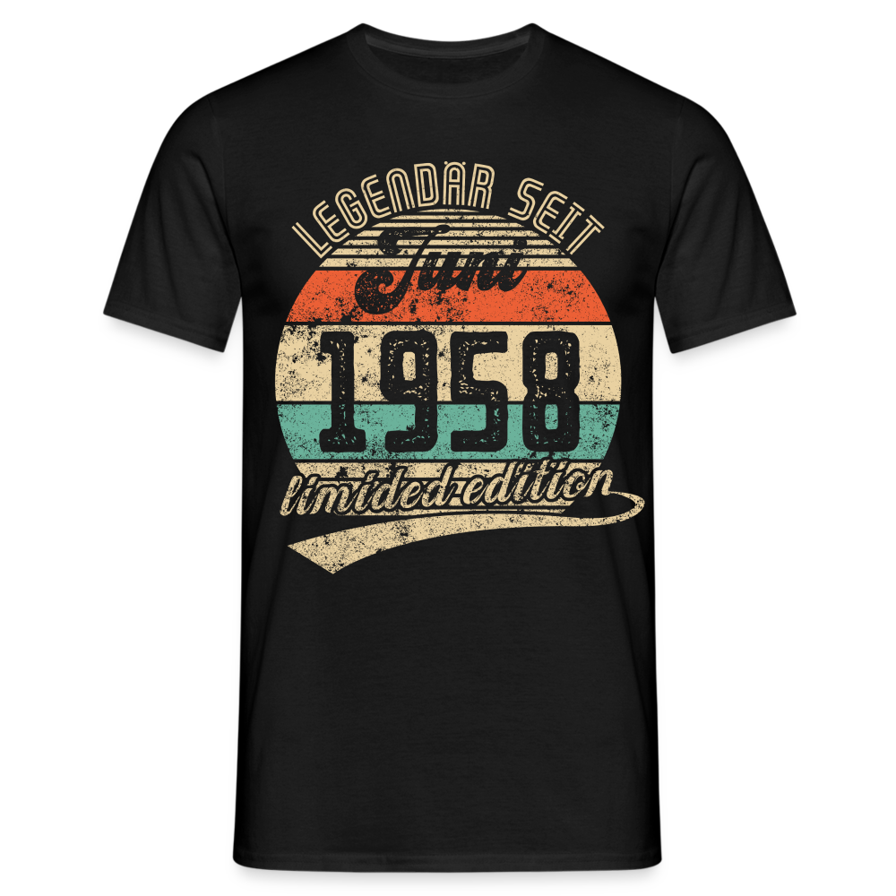 1958 Geburtstags Shirt Legendär seit JUNI 1958 Geschenkidee Geschenk T-Shirt - Schwarz