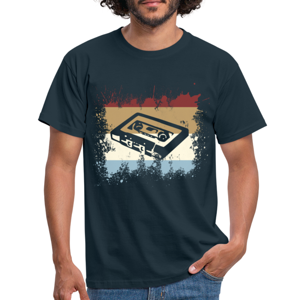 Retro Style Oldschool Tape Musik Kassette Vintage Mixtape T-Shirt - Navy