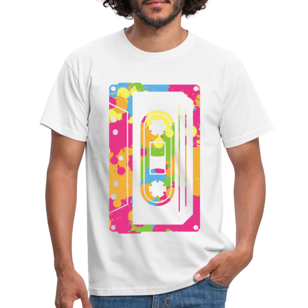 Retro Musik Kassette Shirt Lustiges Oldschool T-Shirt - white