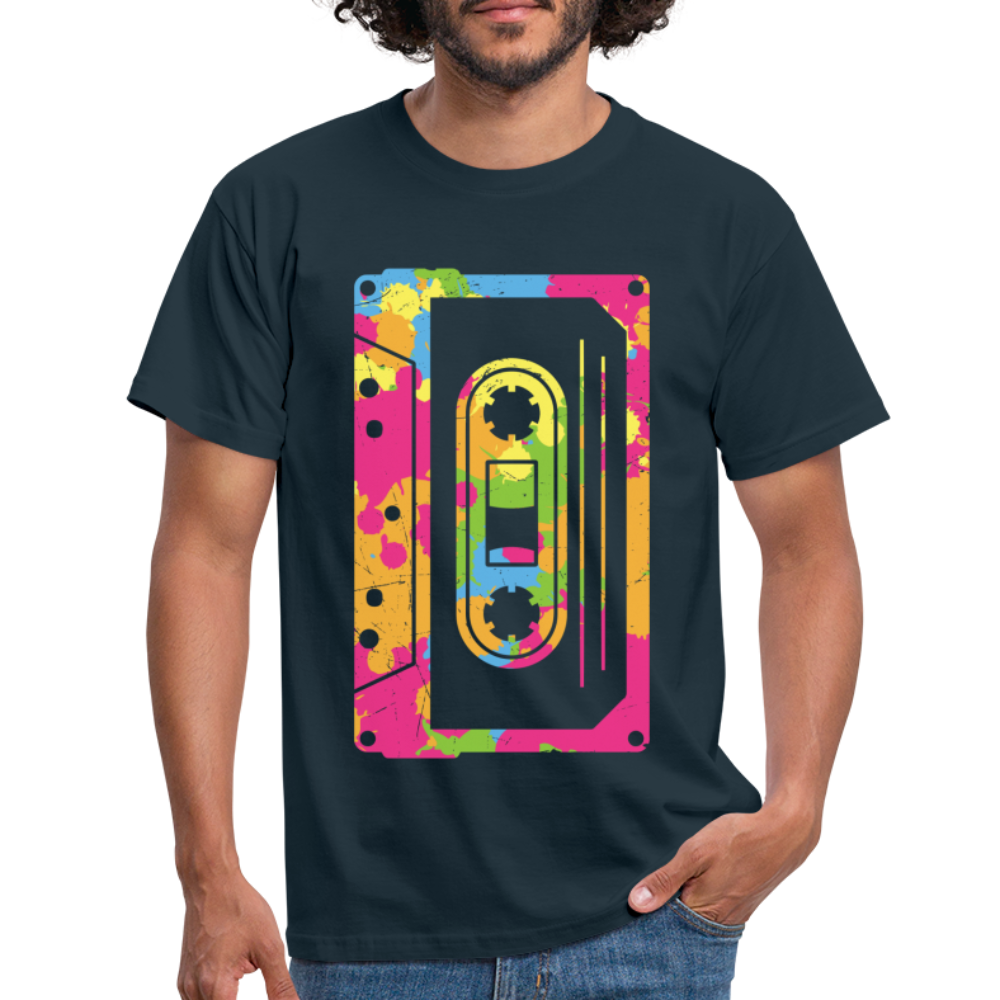 Retro Musik Kassette Shirt Lustiges Oldschool T-Shirt - Navy