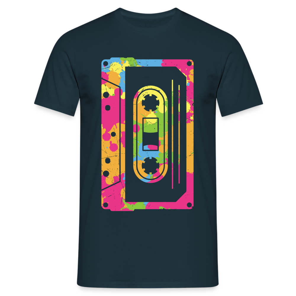 Retro Musik Kassette Shirt Lustiges Oldschool T-Shirt - Navy