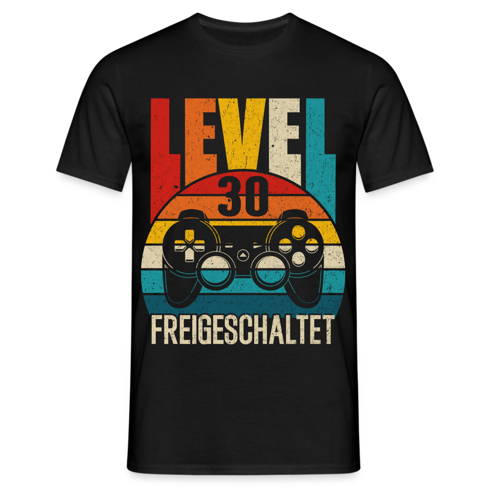 30. Geburtstag Level 30 Freigeschaltet Gamer Gaming Zocker Geschenk T-Shirt - Schwarz