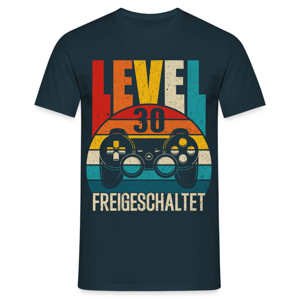 30. Geburtstag Level 30 Freigeschaltet Gamer Gaming Zocker Geschenk T-Shirt - Navy