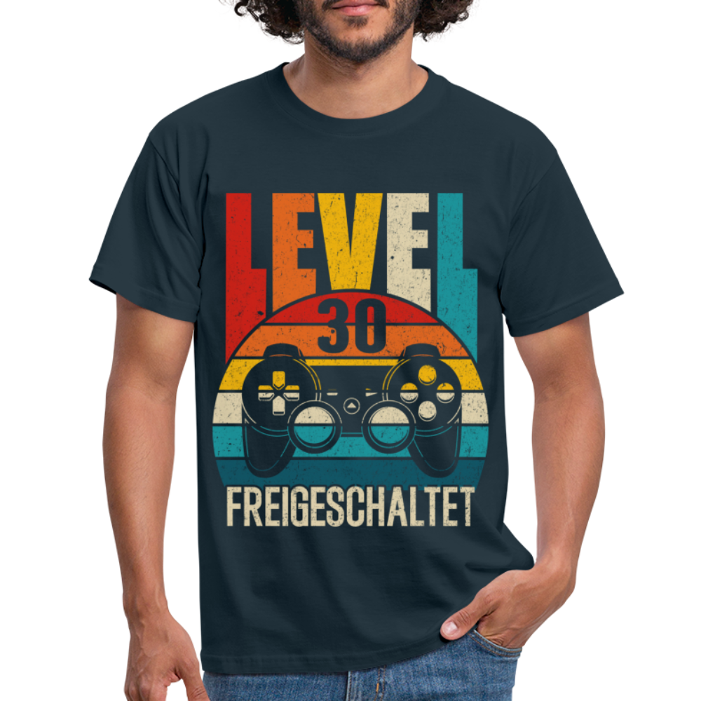30. Geburtstag Level 30 Freigeschaltet Gamer Gaming Zocker Geschenk T-Shirt - Navy