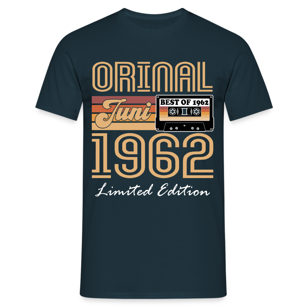 60. Geburtstag Geschenk Shirt JUNI 1962 Retro Kassette Geschenkidee T-Shirt - Navy