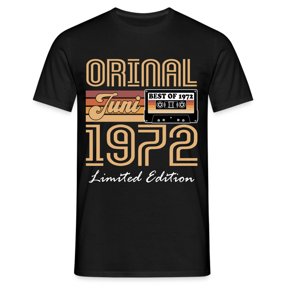 50. Geburtstag Geschenk Shirt JUNI 1972 Retro Kassette Geschenkidee T-Shirt - Schwarz