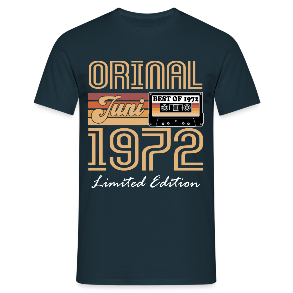 50. Geburtstag Geschenk Shirt JUNI 1972 Retro Kassette Geschenkidee T-Shirt - Navy