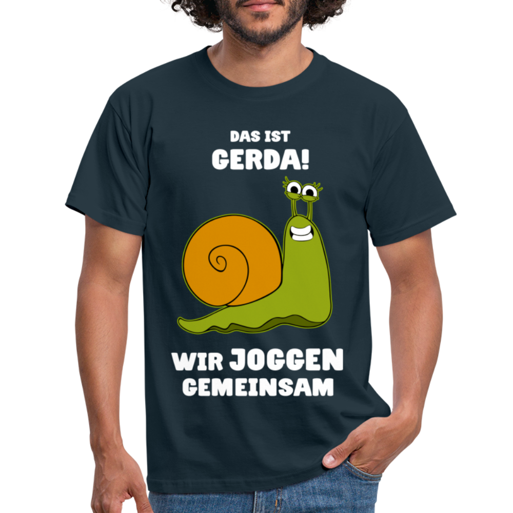 Das Ist Gerda Wir Joggen Gemeinsam Laufen Langsame Schnecke Lustiges T-Shirt - Navy