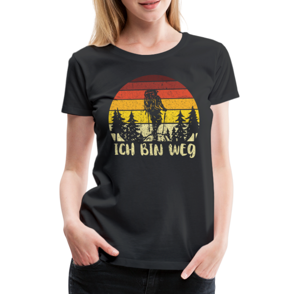 Berge Wandern Shirt Ich Bin Weg Lustiges Geschenk Frauen Premium T-Shirt - Schwarz