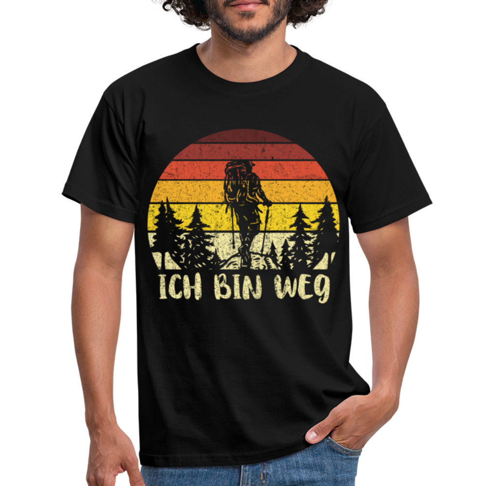 Berge Wandern Shirt Ich Bin Weg Lustiges Geschenk T-Shirt - Schwarz