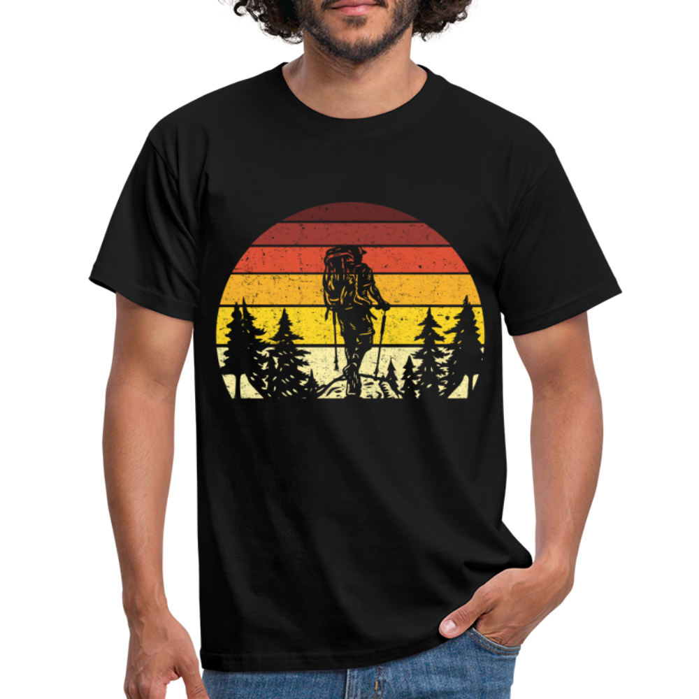 Berge Wandern Shirt Retro Style Lustiges Geschenk T-Shirt - Schwarz