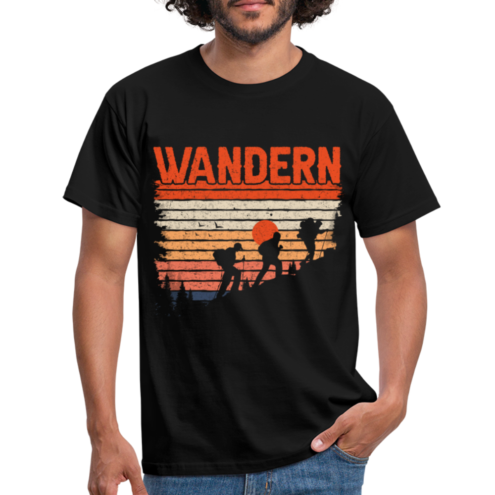 Berge Wandern Shirt Retro Style Lustiges Geschenk T-Shirt - Schwarz