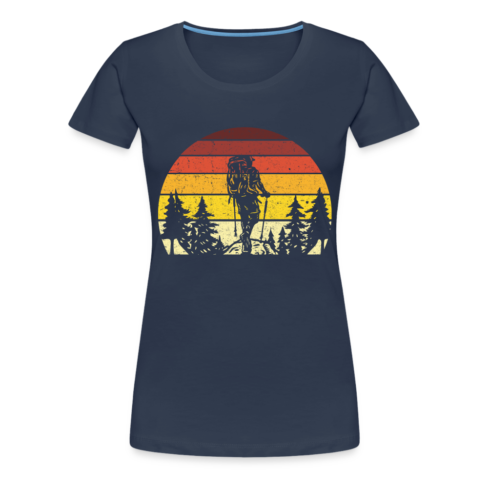 Berge Wandern Shirt Retro Style Lustiges Geschenk Frauen Premium T-Shirt - Navy