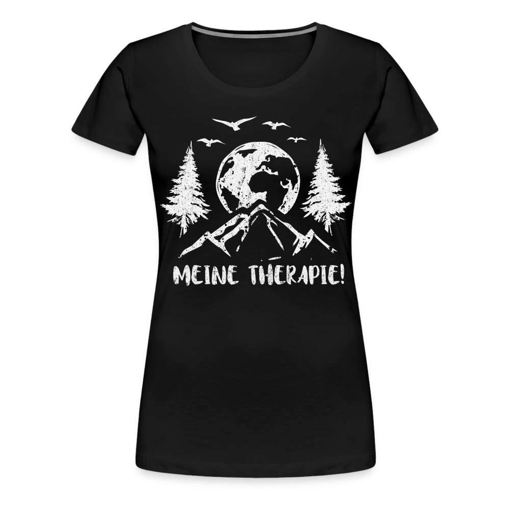 Bergmensch Berge Wandern Natur Shirt Meine Therapie Lustiges Geschenk Frauen Premium T-Shirt - Schwarz