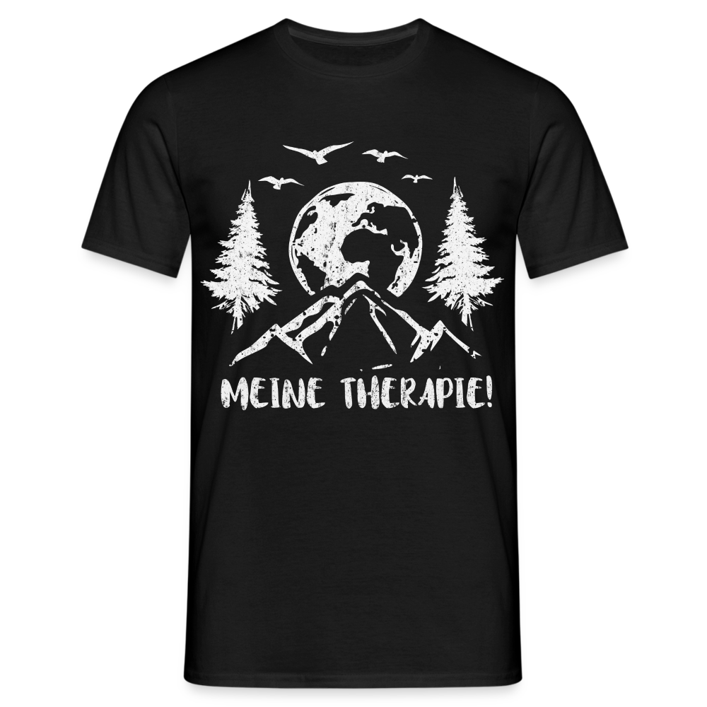Bergmensch Berge Wandern Natur Shirt Meine Therapie Lustiges Geschenk T-Shirt - Schwarz