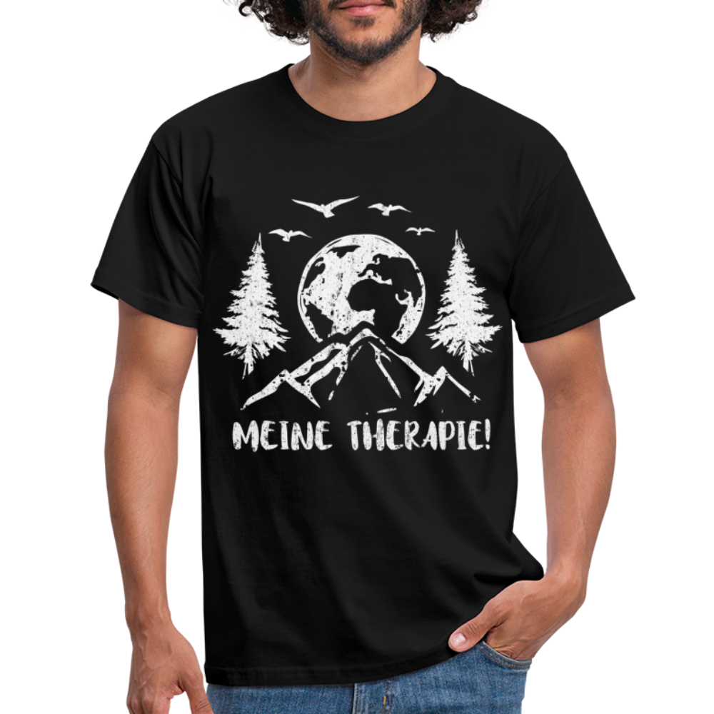 Bergmensch Berge Wandern Natur Shirt Meine Therapie Lustiges Geschenk T-Shirt - Schwarz