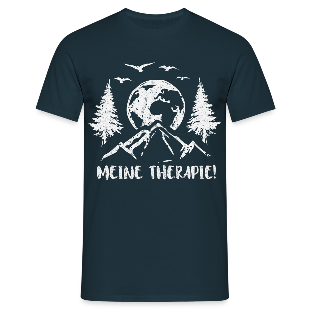 Bergmensch Berge Wandern Natur Shirt Meine Therapie Lustiges Geschenk T-Shirt - Navy