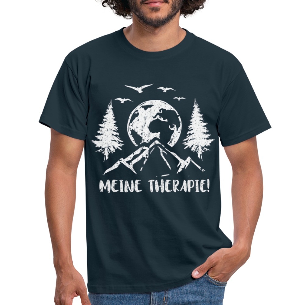 Bergmensch Berge Wandern Natur Shirt Meine Therapie Lustiges Geschenk T-Shirt - Navy