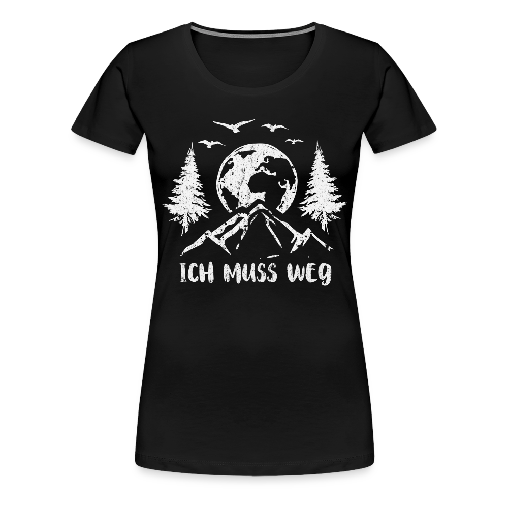 Bergmensch Berge Wandern Natur Shirt Ich Muss Weg Lustiges Geschenk Frauen Premium T-Shirt - Schwarz