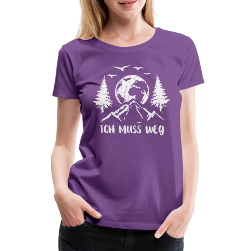 Bergmensch Berge Wandern Natur Shirt Ich Muss Weg Lustiges Geschenk Frauen Premium T-Shirt - Lila