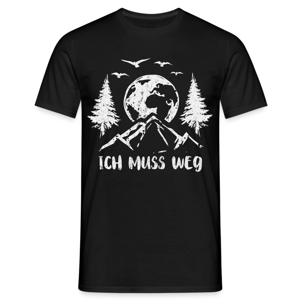 Bergmensch Berge Wandern Natur Shirt Ich Muss Weg Lustiges Geschenk T-Shirt - Schwarz