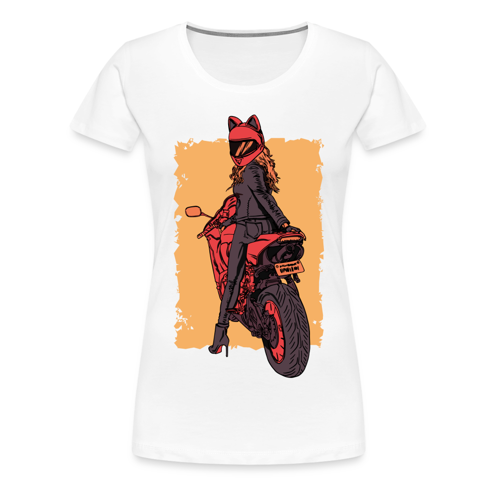 Bikerin Motorrad Fahrerin Frau auf Motorrad Frauen Premium T-Shirt - weiß