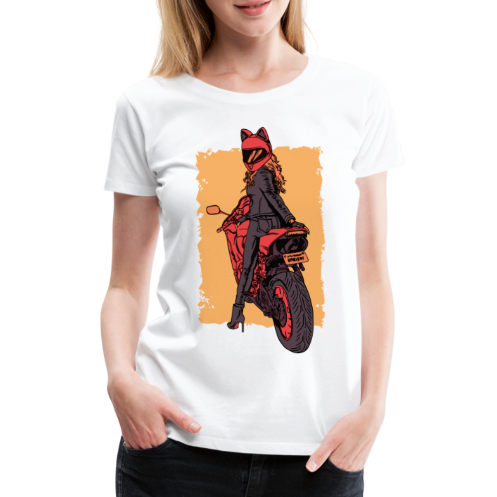 Bikerin Motorrad Fahrerin Frau auf Motorrad Frauen Premium T-Shirt - weiß