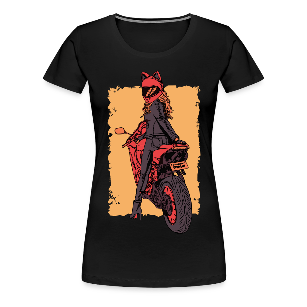 Bikerin Motorrad Fahrerin Frau auf Motorrad Frauen Premium T-Shirt - Schwarz