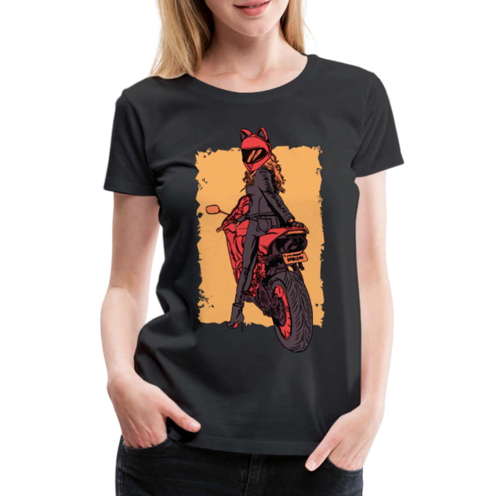 Bikerin Motorrad Fahrerin Frau auf Motorrad Frauen Premium T-Shirt - Schwarz