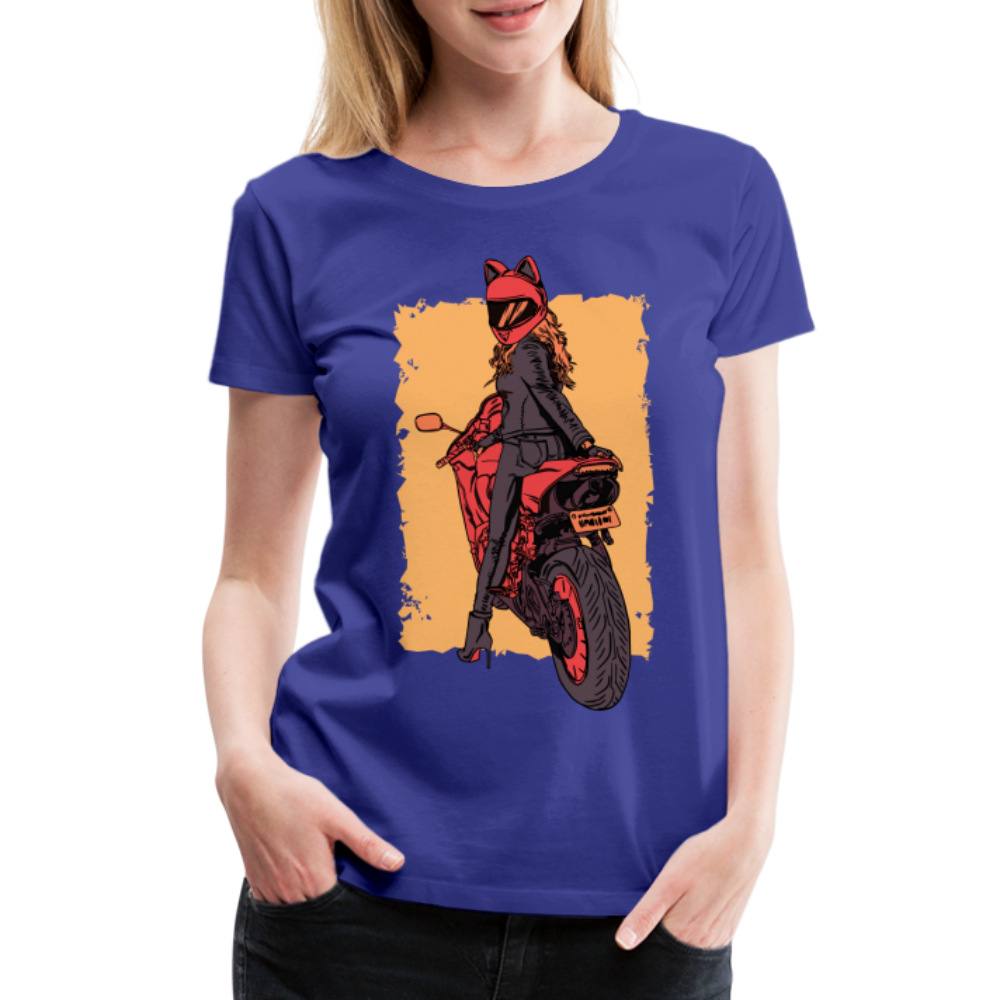 Bikerin Motorrad Fahrerin Frau auf Motorrad Frauen Premium T-Shirt - Königsblau