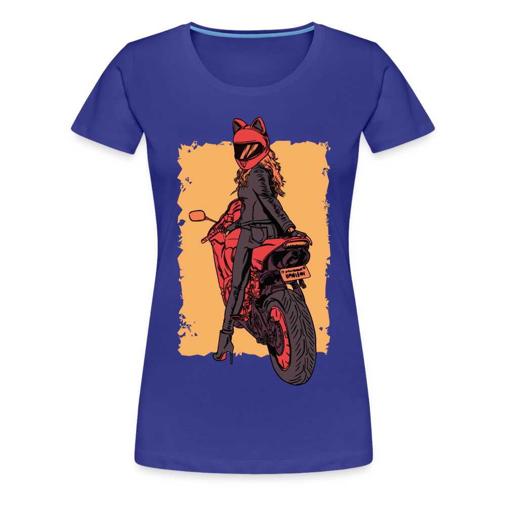 Bikerin Motorrad Fahrerin Frau auf Motorrad Frauen Premium T-Shirt - Königsblau