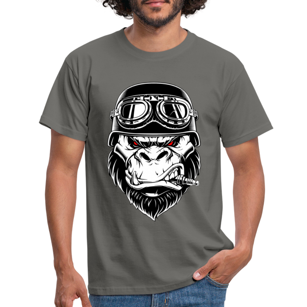 Biker Shirt Motorradfahrer Gorilla mit Zündkerze Geschenkidee T-Shirt - Graphit