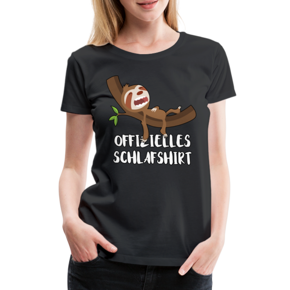 Faultier Offizielles Schlafshirt Schlafanzug Pyjama Geschenk Premium T-Shirt - Schwarz