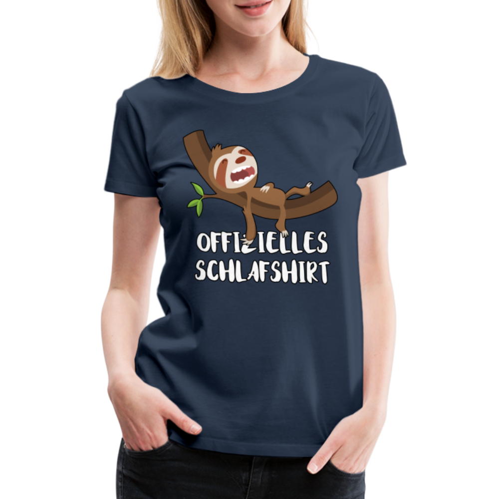 Faultier Offizielles Schlafshirt Schlafanzug Pyjama Geschenk Premium T-Shirt - Navy