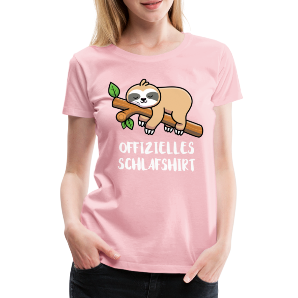 Faultier Müde Offizielles Schlafshirt Lustiges Premium T-Shirt - Hellrosa